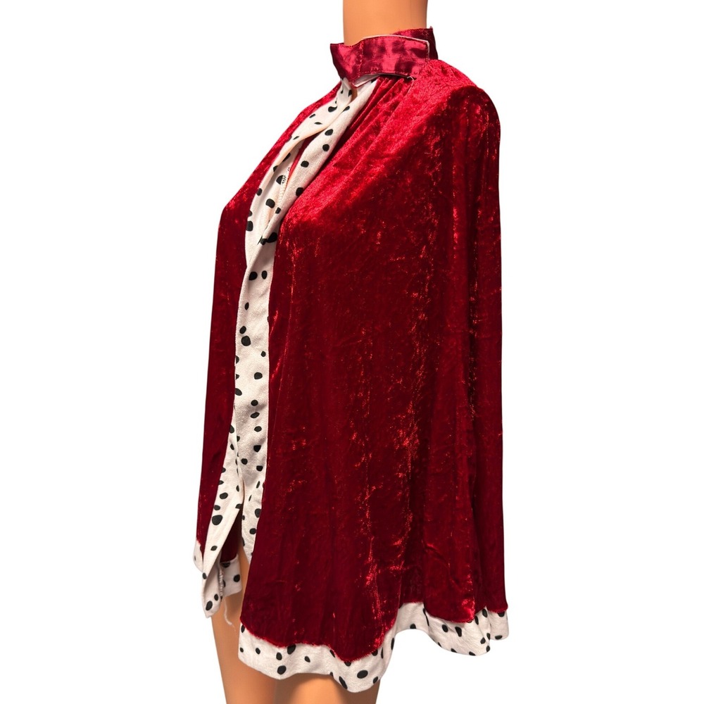 Dress Up America Kids Royal King Queen Cape Red Crushed Velvet Spotted Trim OSFM